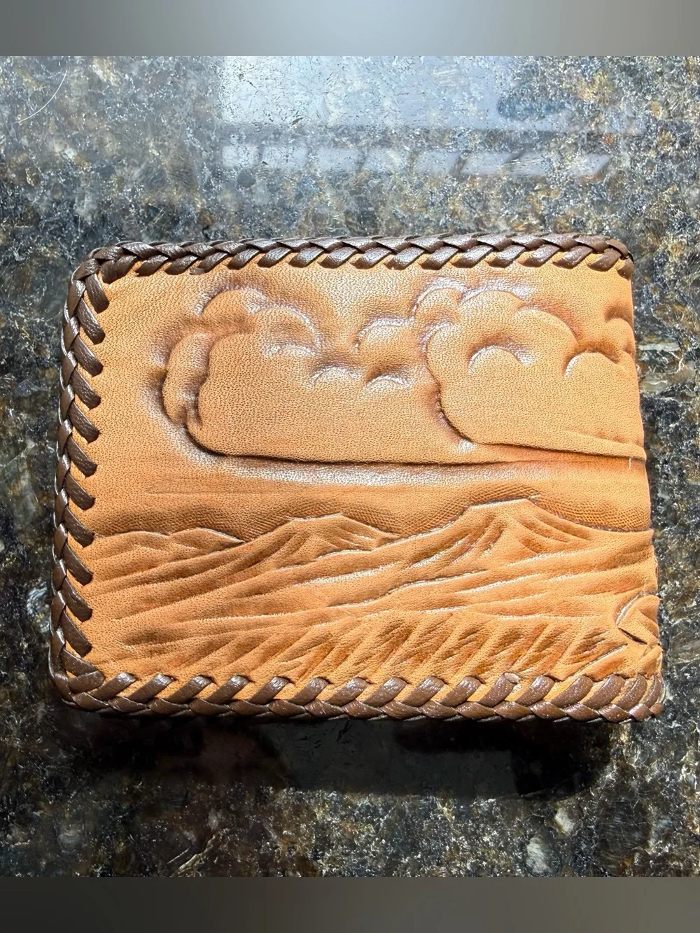 Vintage Hand - Tooled Leather Western Horse Motif Bifold Wallet Made In Mexico